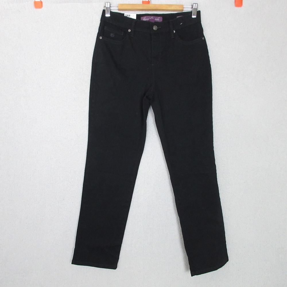 Gloria Vanderbilt Amanda Jeans Womens 4S Black High Rise Tapered Stretch Denim